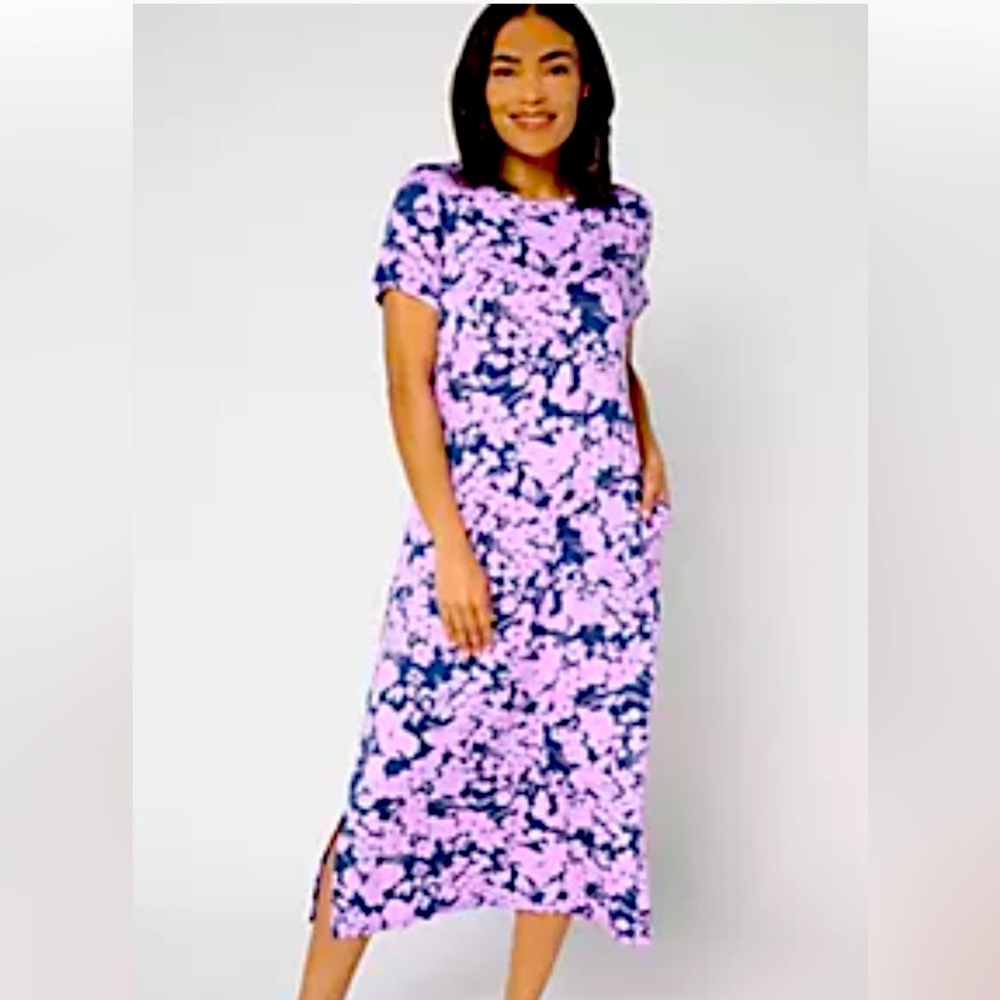 Quacker Factory Floral Slinky Midi Dress Sz M NWT